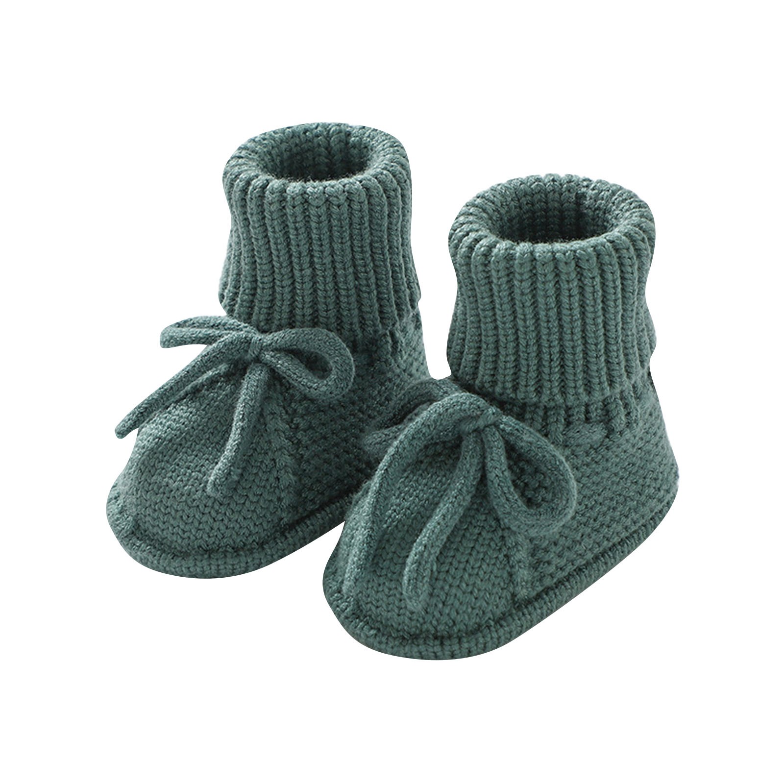 Baby Booties Newborn First Walkers Sock Shoes Winter Warm Hand Knitting Crochet Soft Booties Toddler Infant Boy Girl Cozy Shoes Green 11